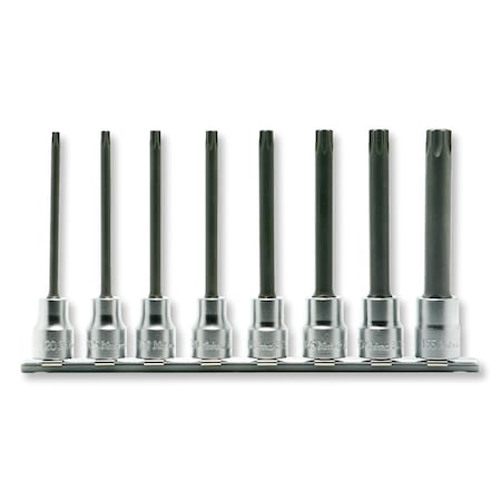 Ko-Ken Bit Socket set TORX T20-T55 Round shank 200mm 8 pieces 3/8 Sq. Drive RS3025/8-L100R